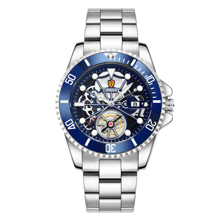 Timekey luxury men's waterproof watch-stainless steel chronograph sport watch with rotating bezel, 200m water resistant, quartz movement, gift ready packaging (model TKP-2023)
