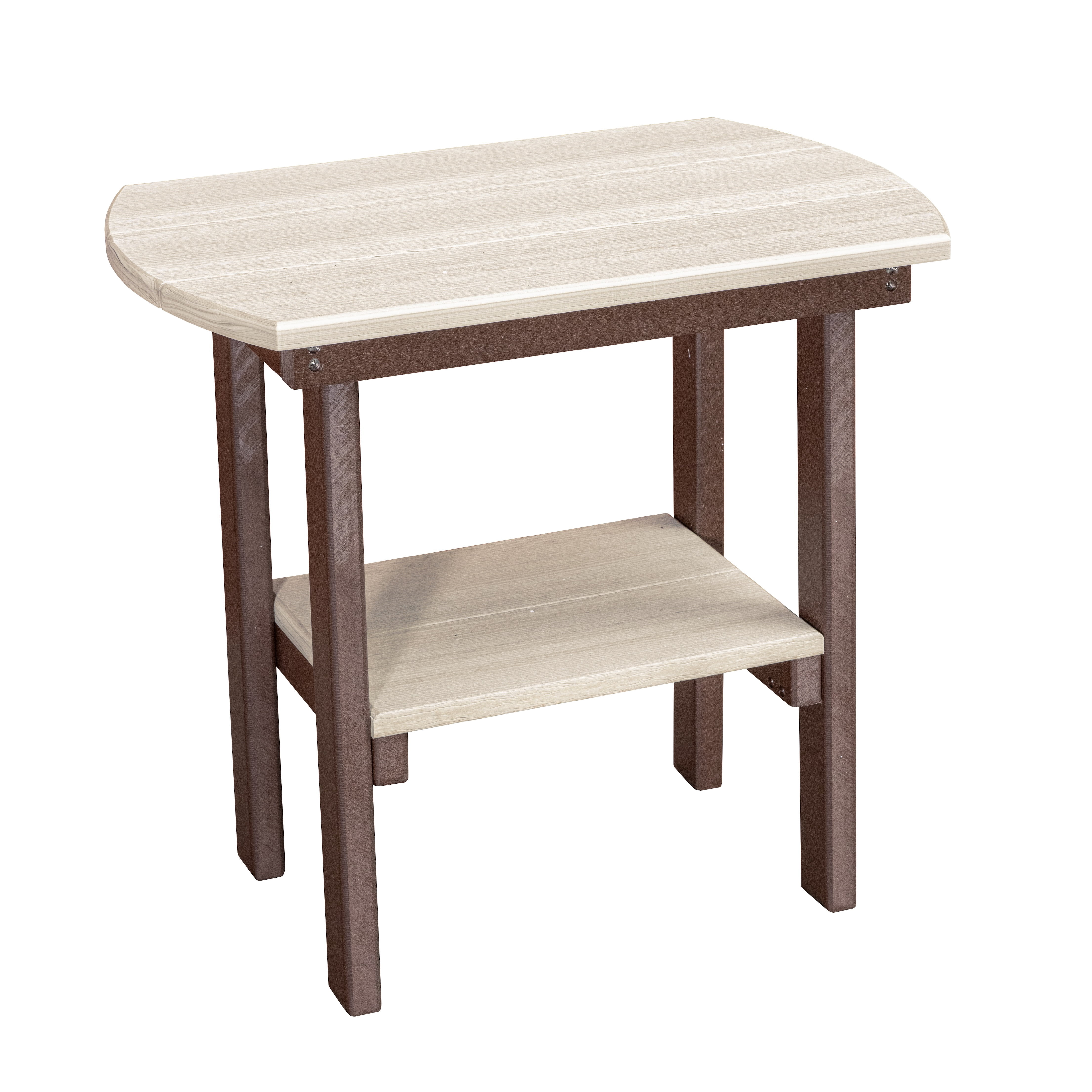 American Furniture Classics Model 525BITB Outdoor Oval End Table in Birchwood on Tudor Brown Base