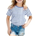 thumbnail image 1 of PMVFHDE T-Shirt Graphique à Manches Courtes Rayé de Carnaval pour Garçons Confortable Décontracté Coloré pour Fête d'Enfants Bleu Clair,140, 1 of 4
