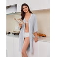 thumbnail image 3 of Ekouaer Zipper Robes for Women 3/4 Sleeves Lightweight House Coat Zip Up Bathrobe Soft Nightgown with Pockets, 3 of 6