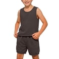 thumbnail image 3 of Lumosvexa Girls Outfit Sets 2 Piece Sleeveless Tank Tops and Elastic Waist Shorts Kids Summer Daily Comfort Clothes Brown Size 6, 3 of 8