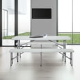 thumbnail image 5 of 3 Piece Light Gray Resin Folding Table and Bench Set, 5 of 5
