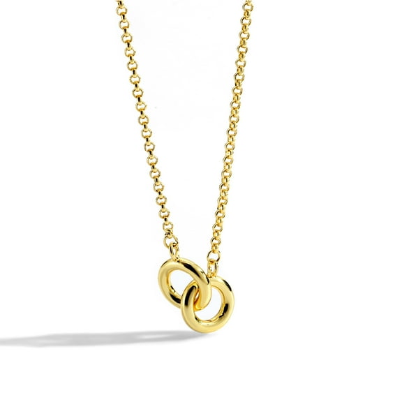 Dainty Double Circle Interlock Pendant Necklace For Women | Gold Plated Circle Link Pendant Necklaces Valentine'S Day And Mother'S Day Gifts
