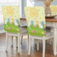 thumbnail image 2 of Happy Easter Chair Covers Set of 6 Easter Rabbits Eggs Floral Grass Yellow Background Chair Back Covers Stretch Removable Washable Slipcovers Protector for Dining Room Kitchen Party Decor, 2 of 9