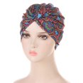 thumbnail image 4 of PINQI Female Stretch Headwrap Women Ethnic Boho Floral Hair Cover Wrap Turban Headwear Turban Cap For Women Cancer Head Hat Cap, 4 of 6