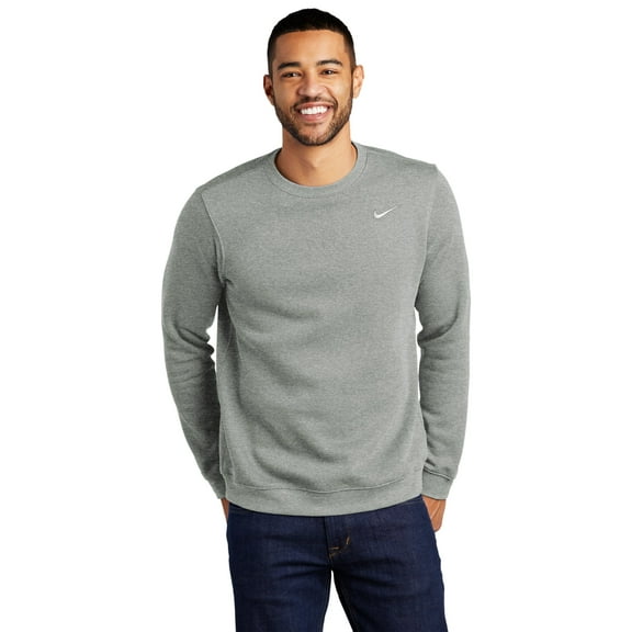 Nike Club Fleece Crew Men's Sweatshirt Crewneck Heather Grey, Large