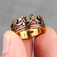 thumbnail image 1 of Royal Crown Stainless Steel Retro Rhinestone Man Woman Rings Simple Trendy Punk for Male Girl Boyfriend Jewelry Gift Wholesale R084-Gold Black 11, 1 of 6
