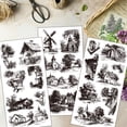 thumbnail image 4 of 3Pcs/Set Rural Scenery Rub on Transfers Furniture and Crafts 6x12 Inch Sketch Rural Furniture Decals Decor Transfer Stickers with 1pc Scraper, 4 of 7