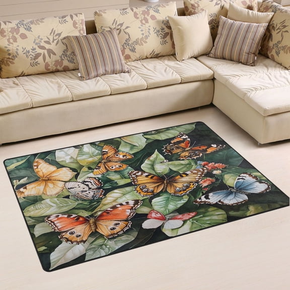 Ryvnso Butterfly Leaves Area Floor Mat Non-Slip Carpet Soft Rugs Doormats 31" x 20"