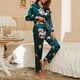 thumbnail image 1 of Conjunto de pijama de satén de seda para Mujer, camisa de manga larga con pantalón, ropa de dormir, trajes de dormir para Mujer, primavera y otoño, 1 of 4