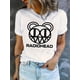 thumbnail image 1 of Women'S Casual Crew Neck T-Shirt with Geometric Mouse & Letter Print, Fashionable Short Sleeve Polyester Knit Top, Medium Stretch, All-Season Comfort, 95% Polyester 5% Spandex, 180g/m² - Summer Holid, 1 of 6