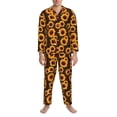 thumbnail image 3 of Naloa Red Black Plaid Sunflower Men’s Pajamas Set - Long Sleeve Button Down Sleep Shirt and Pajama Bottoms Sleepwear Set-Medium, 3 of 7