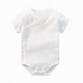 thumbnail image 2 of kpoplk Baby Boy Girl Bubble Romper Solid Color Bodysuit Short Sleeve Organic Cotton T-Shirt Size 9-12 Months,White, 2 of 4