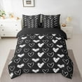 thumbnail image 2 of Manfei Valentine's Day 7 Pieces Bedding Comforter Set for Women Female Men,Black White Love Heart Print Full Bedding Set Lightweight,Graffiti Splash Fitted Sheet Flat Sheet, 2 of 8