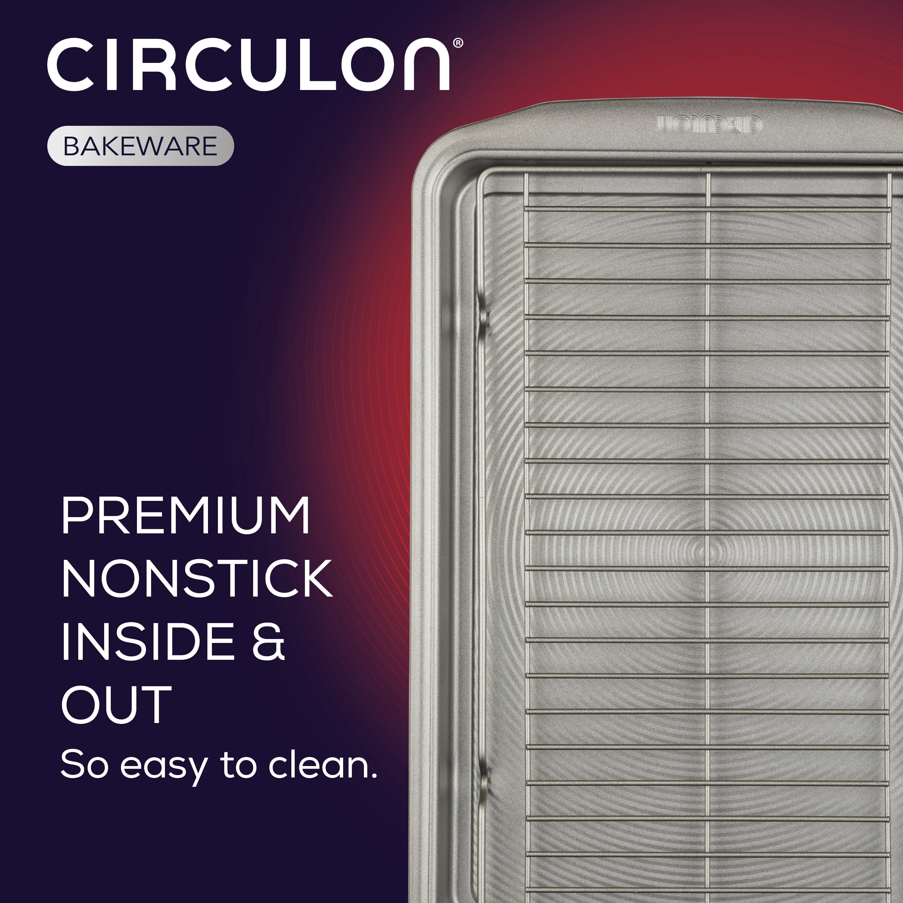Circulon 15" x 10" Steel Nonstick Baking Sheet, BAKING PAN SET INCLUDES: 10-In x 15-In baking sheet, 2-in-1 cooling racks,Oven safe 450°F(3 Pieces)