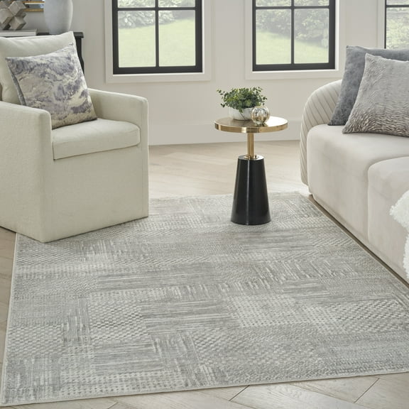 Nourison Glam Abstract Silver Grey 5'3" x 7'3" Area Rug (5x7)