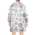 thumbnail image 2 of Doodle Sports Icons Pattern Wearable Oversized Blanket,Wearable Blanket Hoodie for Adults,Cozy Hooded Blankets with Super Pockets,Super Warm Fuzzy Pullover for Women & Men, 2 of 6