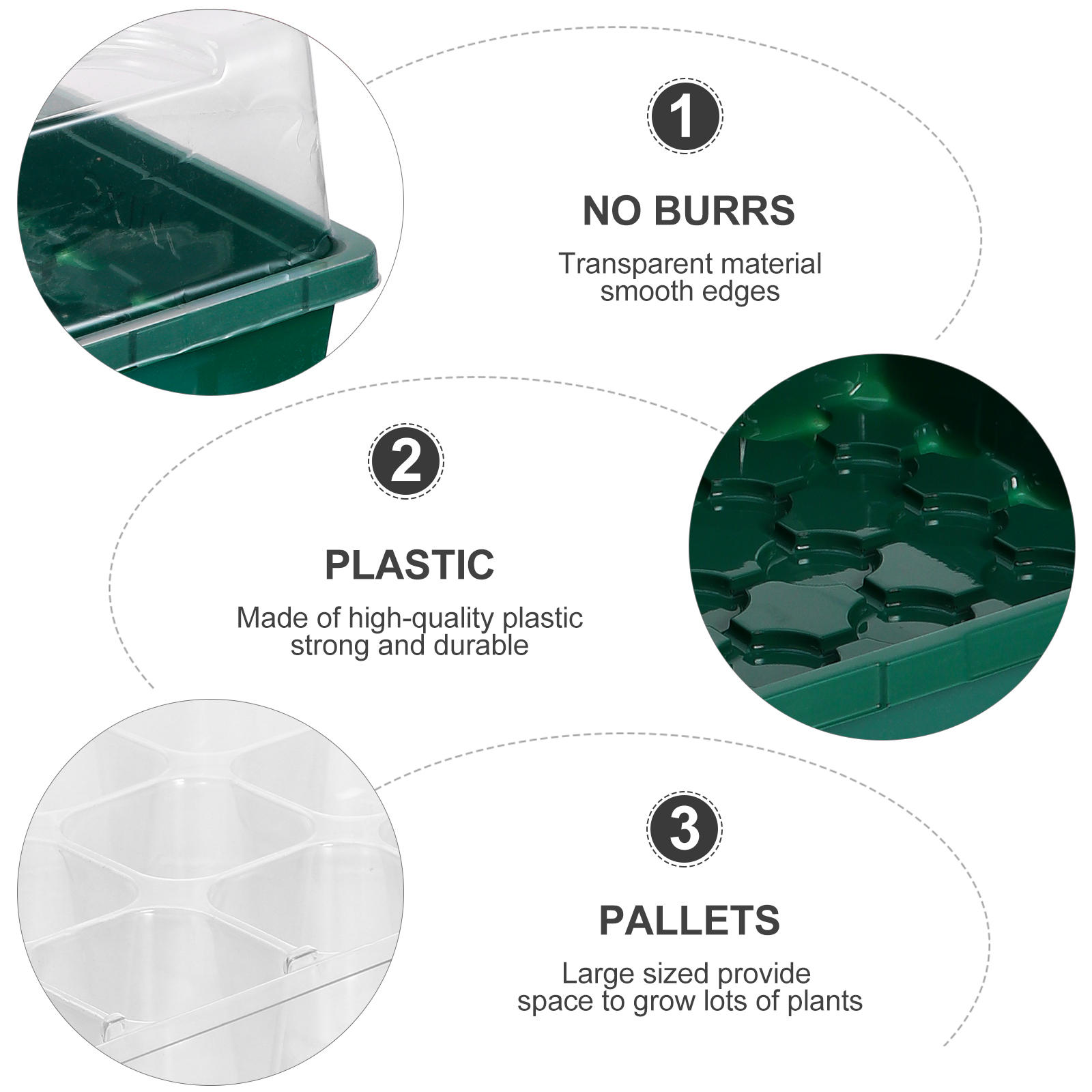 WEUVEB Hydroponic Plant Germination Tray with Clear UV-Protected Lid, Green Plastic Seed Starter for Optimal Plant Growth, 1 Set
