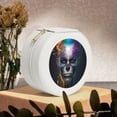 thumbnail image 6 of Yiaed Modern Abstract Colorful Skull Print Travel Jewelry Case Bridesmaid Gift Boxes Jewelry Travel Organizer Small Round Jewelry Box Mini Storage-White, 6 of 7