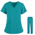 thumbnail image 2 of Vêtements de Travail Extensibles Séchage Rapide Costume Uniforme de Travail Manches Courtes Pantalon Vêtement de Protection Infirmière Vêtement Mince Été, 2 of 7