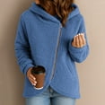 thumbnail image 2 of Breezora Women's Casual Hooded Zip Up Jacket Lightweight Faux Sherpa Fall Spring Thin Coat L Size Blue, 2 of 4