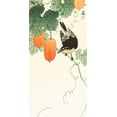 thumbnail image 2 of Koson, Ohara 18x32 Black Ornate Wood Framed with Double Matting Museum Art Print Titled - Bird and khaki, 2 of 4