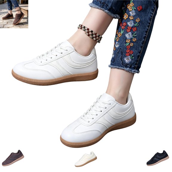 YOUYEDIAN Sneakers for Women Retro Versatile Round Toe Non Slip Flats Strap Design Sport Outdoor Walking Shoes