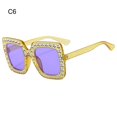 thumbnail image 1 of Crystal Oversized Sunglasses for Women Rhinestone Square Diamond Sun Glasses Retro Big Frame Sparkling Glasses C6, 1 of 6