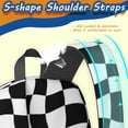 thumbnail image 5 of Black and White Wavy Checkered Pattern 17" School Backpacks for Teens,Waterproof Oxford Fabric,S-Shape Padded Straps for School,Travel,Hiking,Camping, 5 of 6