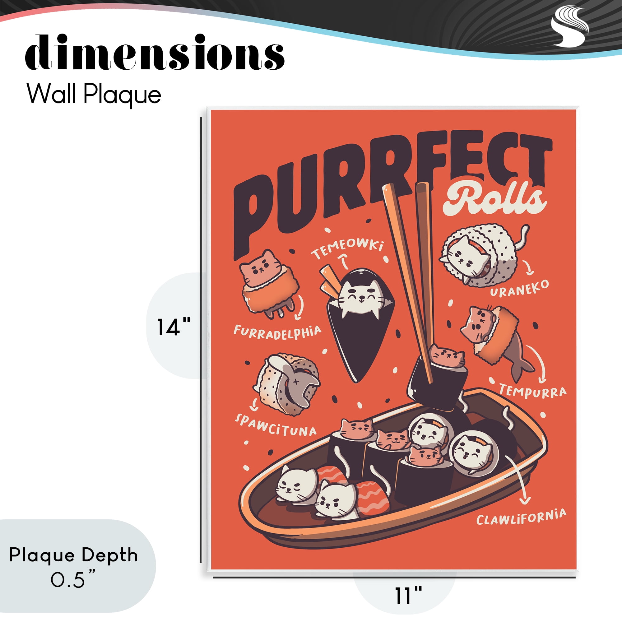 Stupell Industries Purrfect Rolls Sushi Cats Wall Plaque Art, design by Tobe Fonseca