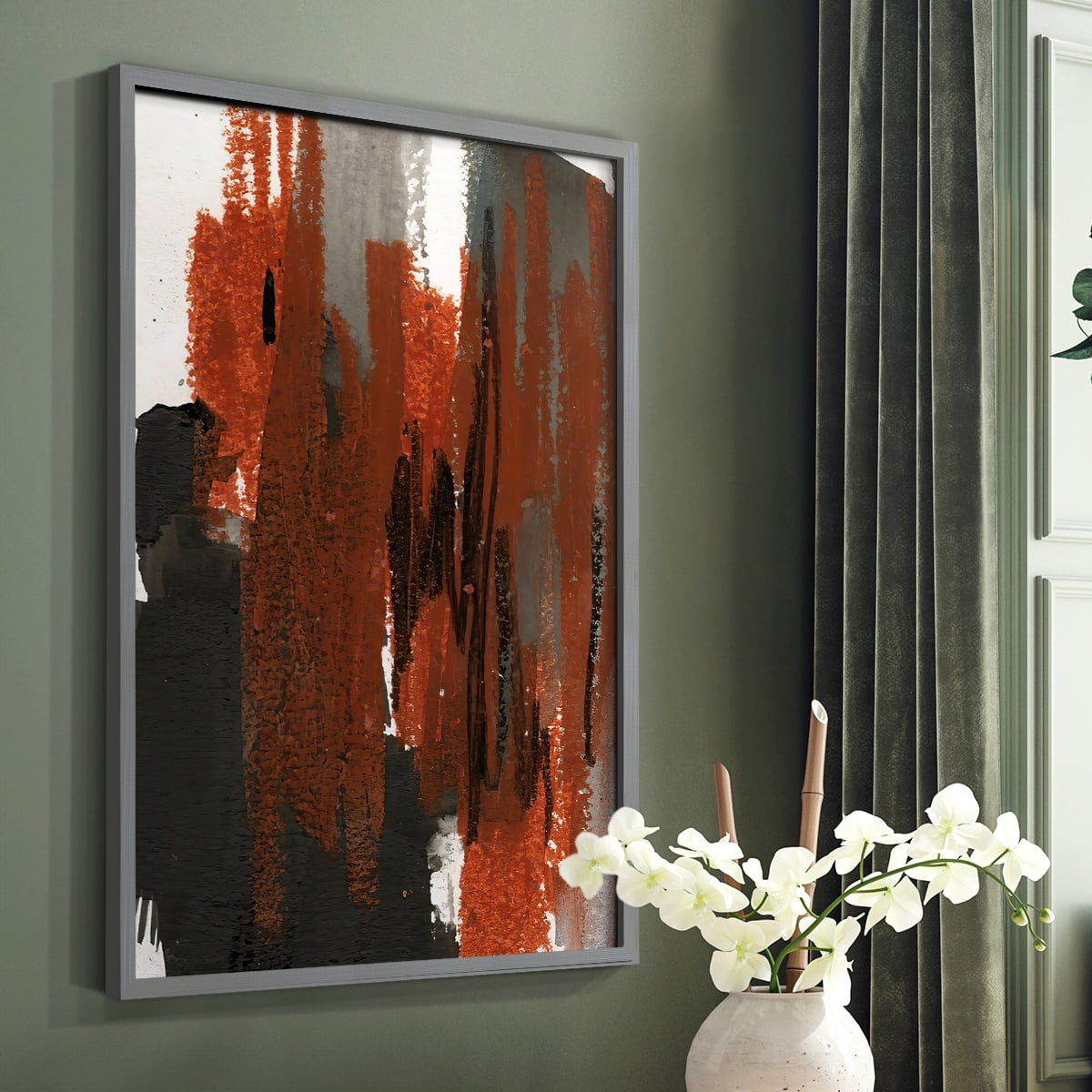 Loft Pastel VI Framed Print in Gray Solid Wood Framed Print No Nail Hanging