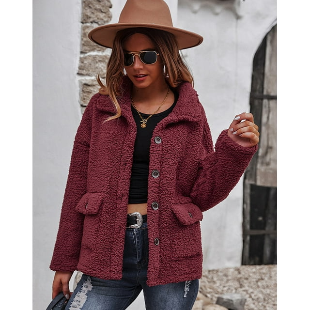 REDHOTYPE Veste en Peluche Tops Hiver Tempérament Décontracté des Femmes