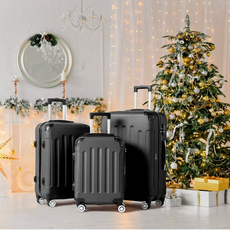 Zimtown Hardside Lightweight Spinner Black 3 Piece Luggage Set
