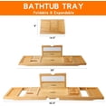 thumbnail image 4 of Bathtub Tray Table with Mirror and Bath Pillow, Expandable and Foldable Bamboo Bath Tray for Tub Soft and 4D Mesh Bathtub Pillow Luxury Bath Accessories Spa Gifts, 4 of 7