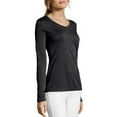 thumbnail image 2 of Hanes Sport Cool DRI Women's Performance Long Sleeve V-Neck T-Shirt Black Heather L, 2 of 6