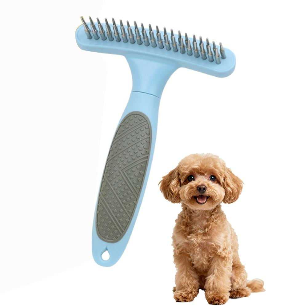 Pet Grooming Tool for Dogs and Cats, Dual-Sided Dematting Comb and Undercoat Rake, Deshedding Brush with Metal Pins & Rubber Grip for Removing Tangles, Loose Fur from Thick Long Coats