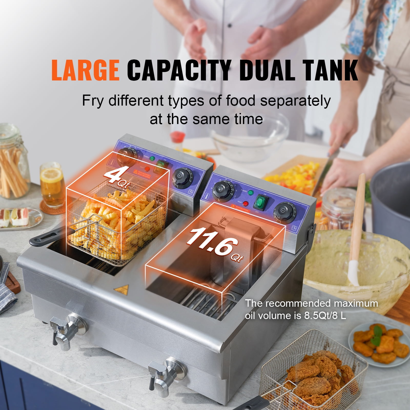 本日だけ。KING FRY KFFKFF Industrial Dual Chamber Fryer, 3000W Electric
