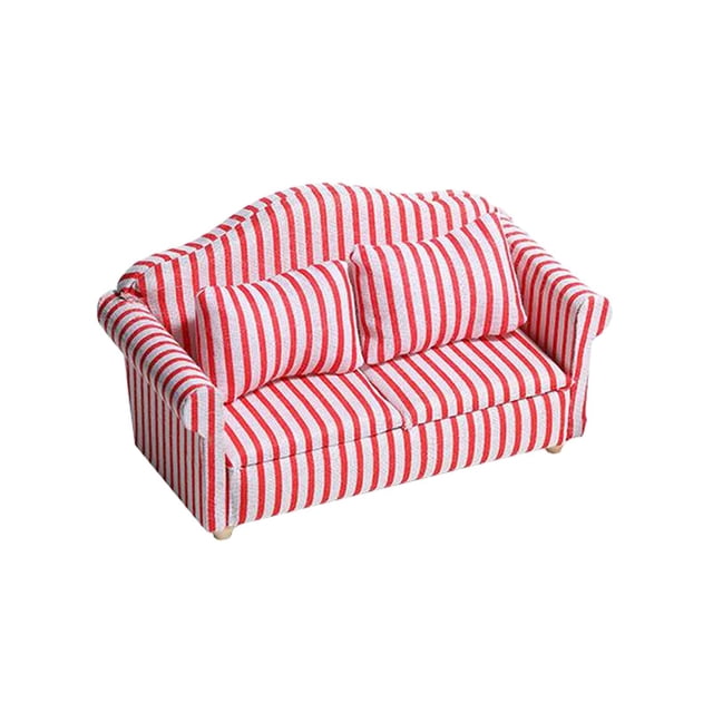 1/12 de miniatura amor asiento sofá sillón, casa de muebles sofá, y rojo de comprobación Sofá de dos plazas Salvador sofá miniatura de casa de muñecas