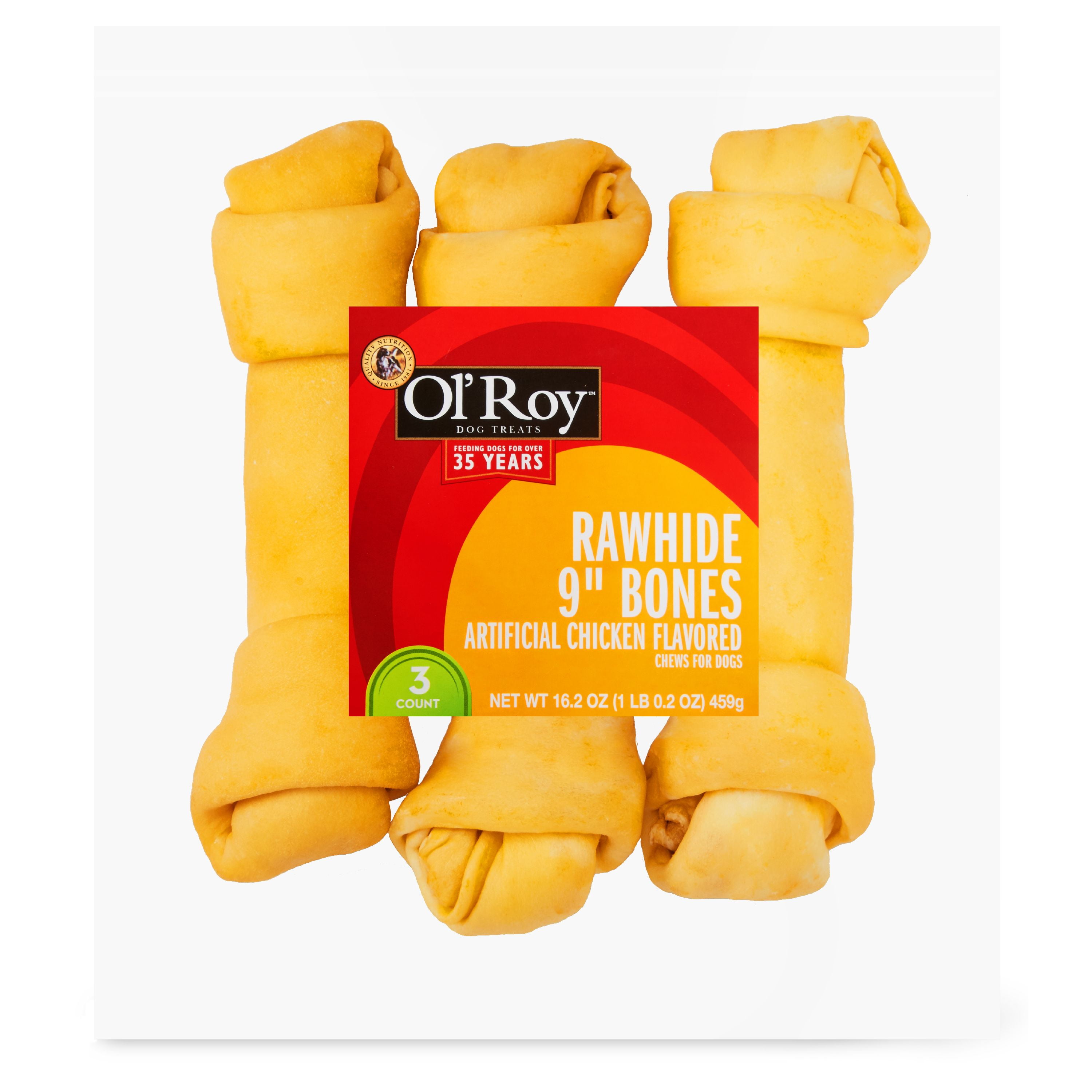 Ol Roy Chicken Flavor Rawhide Bones Dog Chews 9 3 Count 16 2 Oz Walmart Com Walmart Com