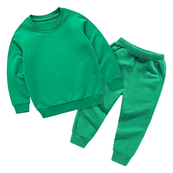 NOLDARES Toddler Baby Girl Boy Outfits 2 Piece Long Sleeve Soft Sweatshirt and Elastic Waist Joggers Pants Set Colorful Print Fall Winter Clothes Clothing(Green,13-14 Y)