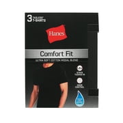Hanes T-Shirt Undershirt, 3-Pack, Comfort Fit Ultra Soft, Mens Cotton Undershirt, Black/Grey