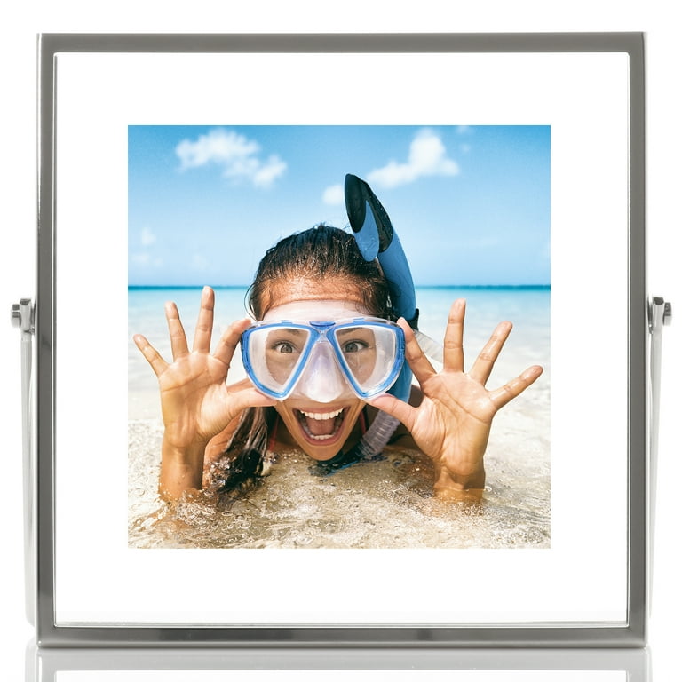 4x4 Silver Metal Easel Float Picture Frame - Walmart.com