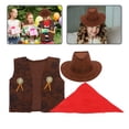 thumbnail image 2 of Disfraz de vaquero para niños Western Cowboy Cowgirl Set de vestir para el chaleco para el chaleco para la fiesta de vestir de Halloween Cosplay Brown 115-130 m, 2 of 5