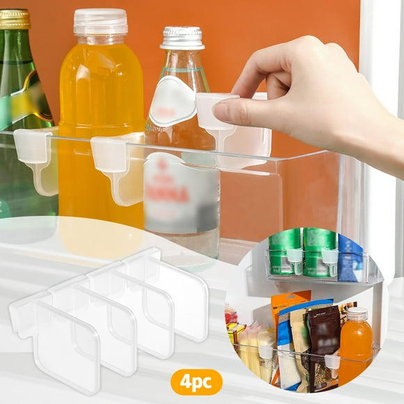 4PC Plastic Refrigerator Clapboard Storage Box Adjustable Snap On Storage Box Refrigerator Pantry Grid Clapboard Divider Storage Box For Home Kitchen