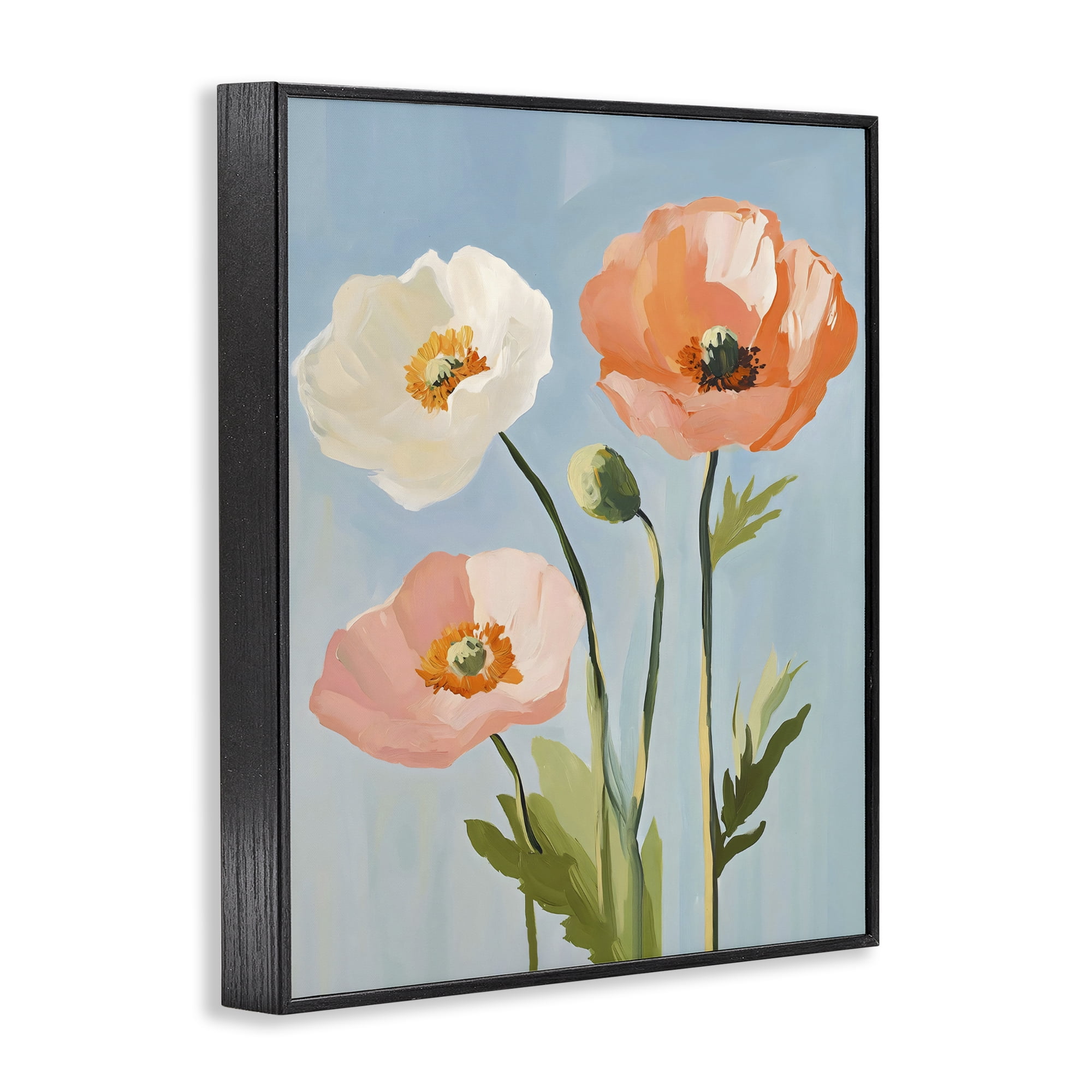 Stupell Industries Pastel Poppy Blooming Trio Black Framed Giclee Art, design by The Prints Vibe
