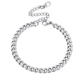thumbnail image 1 of Eslabón cubano de plata 4,8 mm PROSTEEL Pulseras de Cadena ajustable 16', 1 of 6