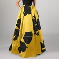 thumbnail image 3 of WNEGSTG Women Bohemian Floral Skirt High Waist Maxi Skirt with Pocket Party Ball Gown Skirt Yellow, 3 of 5