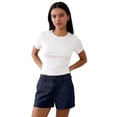 thumbnail image 4 of Garbnen Womens Shorts Casual Button Elastic Waist Shorts Women Casual Summer Beach Going Out Breathable Shorts for Women with Pockets Blue M, 4 of 5