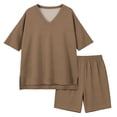 thumbnail image 4 of BXJX Girls Summer Outfit Sets, Casual Short Sleeve V Neck 2PC T-shirts and Shorts Sets Brown Size 4-5 T, 4 of 7