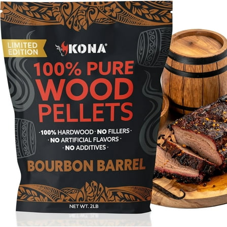 Kona Bourbon Barrel Wood Pellets – Limited Edition for Ninja Woodfire Grill, Outdoor Oven & Smoker – 2 lb Resealable Bag